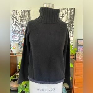 Dear Pruitt Cashmere sweater turtleneck black gray trim